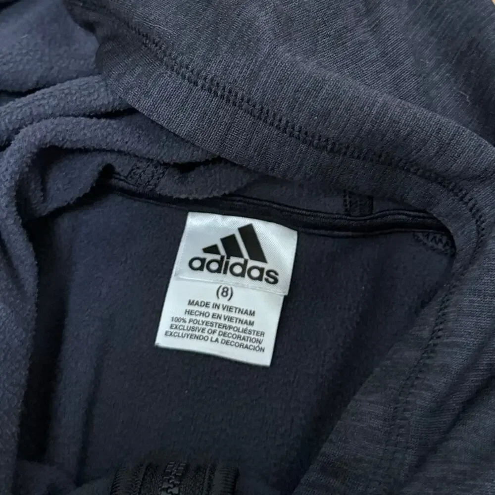 Adidas Gray Three Stripe Full Zip Hoodie Sz 8 Boys